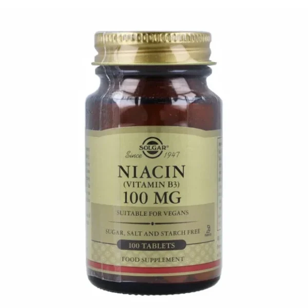 Niacin com flush Solgar Niacina 100mg - 100 Cápsulas