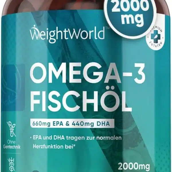 Cápsulas de Ômega 3 - 2000 mg de Óleo de Peixe por Cápsula - 240 Peças - 1100 mg de Ômega 3, 660 mg de EPA & 440 mg de Ácidos Graxos DHA por Porção