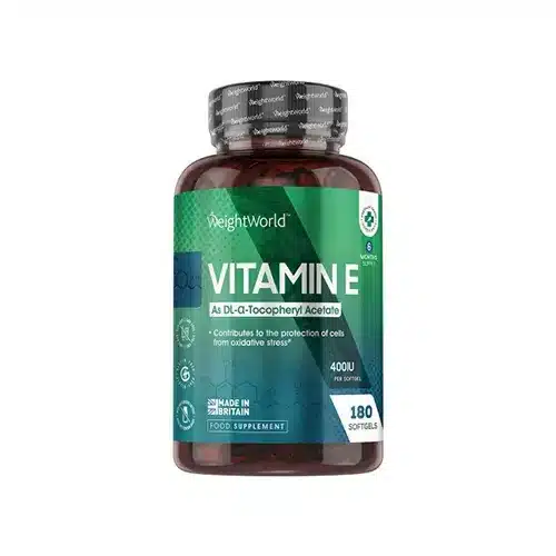 Cápsulas de Vitamina E 400UI (Ingestão Recomendada) - 180 Cápsulas Gelatinosas Fornecimento de 6 Meses-